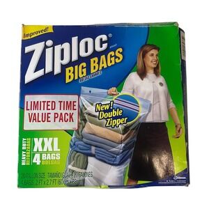 Ziploc Big Bags XXL 4 Pack Double Zipper 20 Gallon Heavy Duty 2006 Discontinued